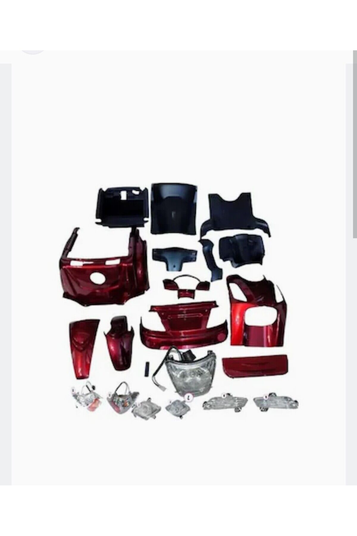 Midilli Elektrikli 3 tekerlekli kaporta seti KIRMIZI CİFT KİSİLİK